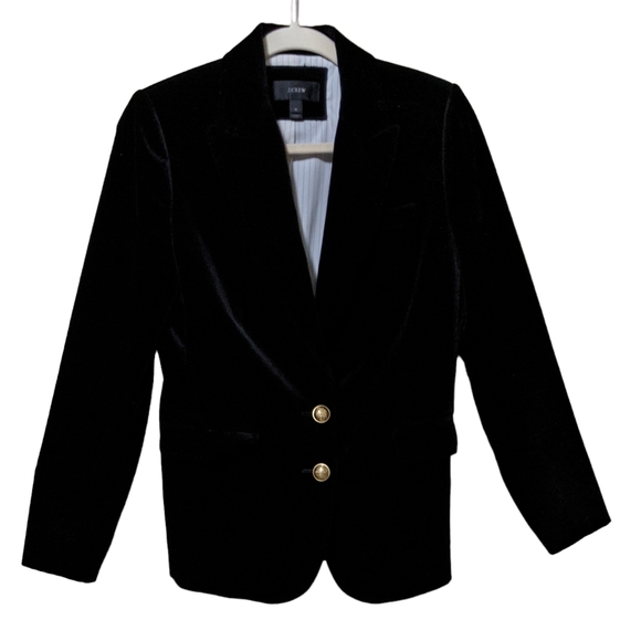 J. Crew Black Velvet blazer decorative gold-tone buttons size 4